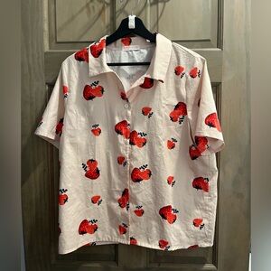 Strawberry button down shirt, summer, work